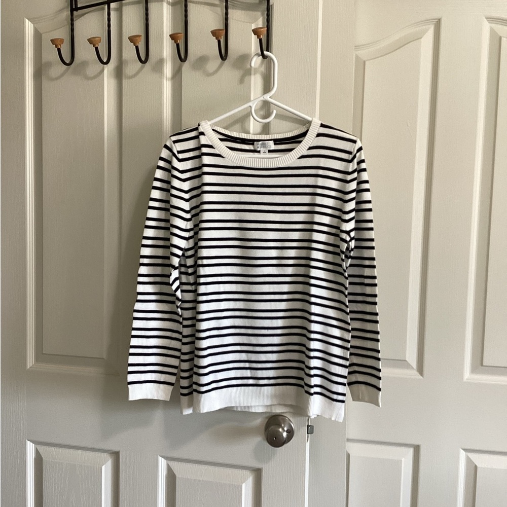 Market & Spruce Striped Top With Elbow Patches